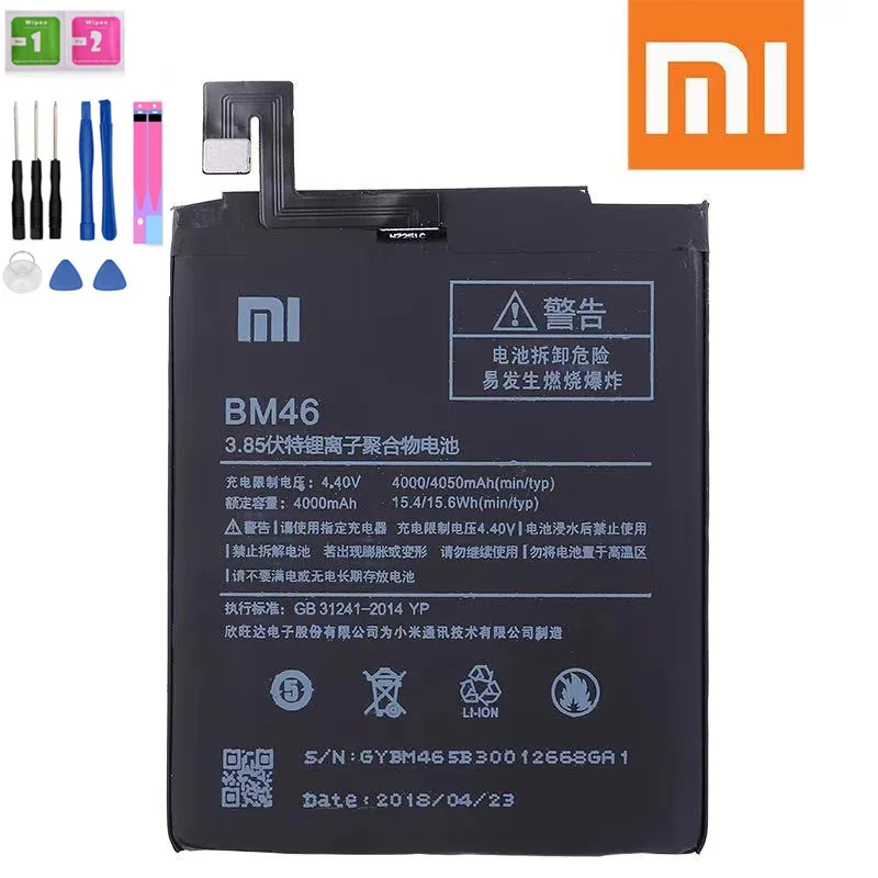 Originalna nova baterija BM46 4000 mah za Xiaomi Hongmi Redmi Note3 Napomena 3 Battery dostupna s brojem praćenje+Tloos