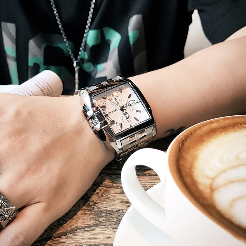 Vruće prodaju MEGIR brand originalni quartz chronograph muški sat od nehrđajućeg čelika posao ručni satovi muški satovi Relogio Masculino