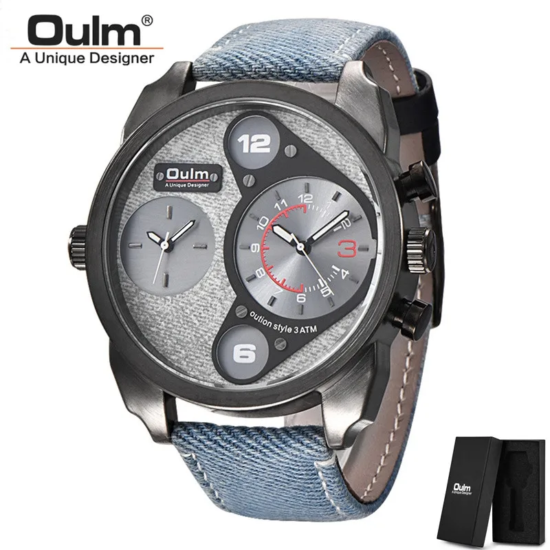 Oulm HP9316 Platna Watch Gospodo kvarcni satovi luksuzni brand Dual Time Zone Muški sportski sat kožne ručni sat дропшиппинг