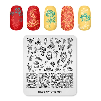 KADS New Nail Stamping Plates Nature 051 Flower Rose Cute Animal Nails Design 2020 nehrđajućeg čelika Nail Art Image Plate matrica