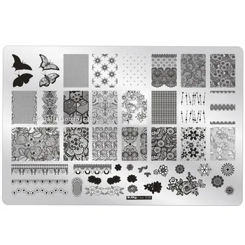 1PC14.5X9.5 tiskani čelična ploča ZJOY-PIUS Butterfly Vintage Flower Pattern 39-42# Nail Printing Template dekoracija noktiju,matrica