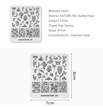 KADS New Nail Stamping Plates Nature 051 Flower Rose Cute Animal Nails Design 2020 nehrđajućeg čelika Nail Art Image Plate matrica 2