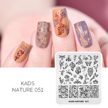 KADS New Nail Stamping Plates Nature 051 Flower Rose Cute Animal Nails Design 2020 nehrđajućeg čelika Nail Art Image Plate matrica 3