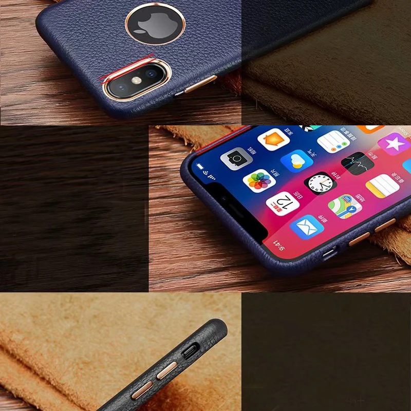 Prirodna koža liči teksture telefona stražnji poklopac torbica za iPhone 6s 7 8 Plus Xs XR Max ckhb-lzw bičevati metalni gumb zaštitna torbica